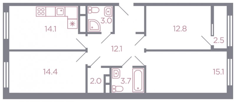 3-комнатная квартира без отделки, 78 м2, 9 этаж, дом сдан, ЖК Миниполис Серебрица, корпус 1 - объявление 1807012 - фото №1
