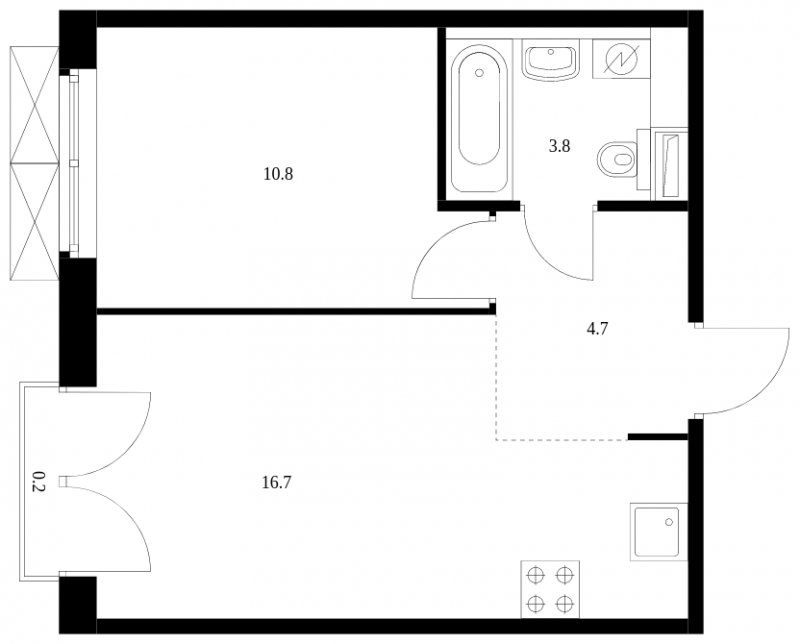 1-комнатная квартира с полной отделкой, 36.2 м2, 4 этаж, сдача 3 квартал 2023 г., ЖК Середневский лес, корпус 1.2 - объявление 1664340 - фото №1