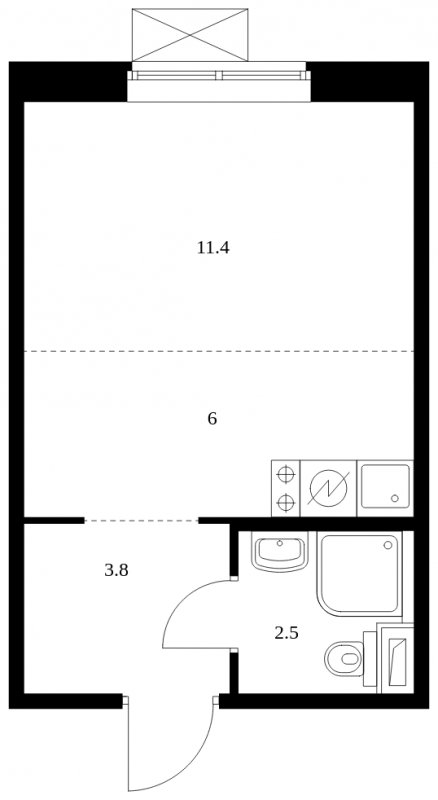 Студия с полной отделкой, 23.7 м2, 6 этаж, сдача 3 квартал 2023 г., ЖК Ильинские Луга, корпус 13 - объявление 1609028 - фото №1