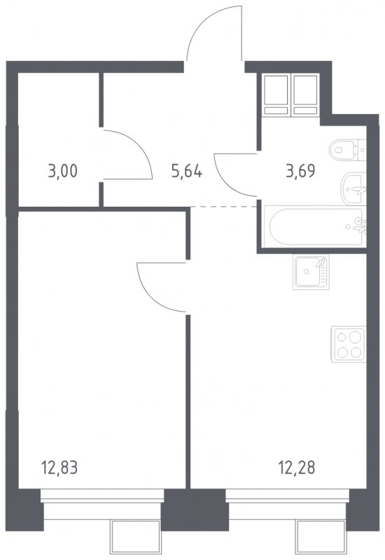 1-комнатная квартира с полной отделкой, 37.44 м2, 22 этаж, сдача 2 квартал 2024 г., ЖК Тропарево Парк, корпус 2.4 - объявление 1939567 - фото №1