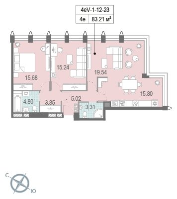 3-комнатная квартира 4 м2, 21 этаж, сдача 2 квартал 2022 г., ЖК ЗИЛАРТ, корпус ZILART TOWER - объявление 1692072 - фото №1
