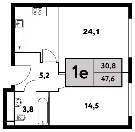 1-комнатная квартира без отделки, 47.6 м2, 12 этаж, сдача 4 квартал 2023 г., ЖК Фестиваль Парк - 2, корпус 25 - объявление 2002171 - фото №1