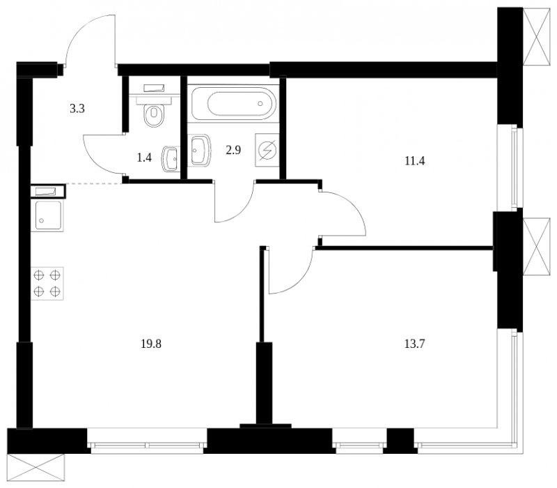 2-комнатные апартаменты с полной отделкой, 52.5 м2, 25 этаж, сдача 2 квартал 2023 г., ЖК Волоколамское 24, корпус 3 - объявление 1682951 - фото №1
