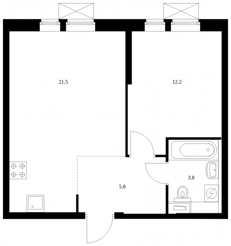 1-комнатная квартира с полной отделкой, 43.3 м2, 5 этаж, сдача 4 квартал 2023 г., ЖК Второй Нагатинский, корпус 4 - объявление 1672837 - фото №1