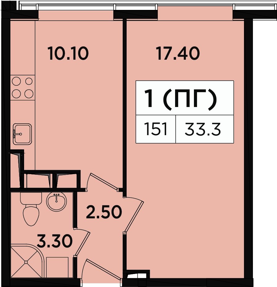 1-комнатные апартаменты 32.8 м2, 17 этаж, дом сдан, ЖК Легендарный Квартал на Березовой  аллее, корпус 4 - объявление 2335645 - фото №1
