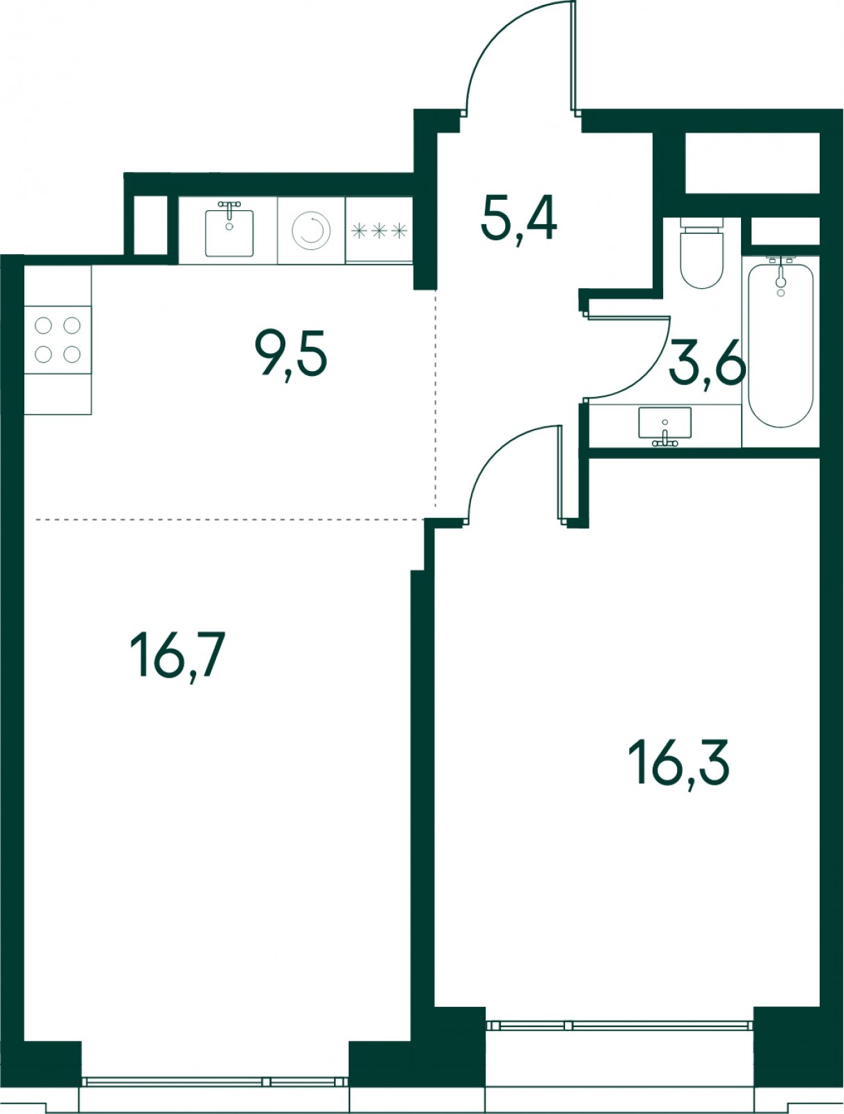1-комнатная квартира без отделки, 51.5 м2, 7 этаж, сдача 2 квартал 2025 г., ЖК Клубный город на реке Primavera, корпус 7 квартала "Vivaldi" - объявление 2046753 - фото №1