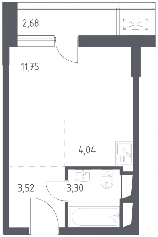 1-комнатные апартаменты с полной отделкой, 25.29 м2, 17 этаж, сдача 3 квартал 2024 г., ЖК Квартал Спутник, корпус 16 - объявление 1905970 - фото №1