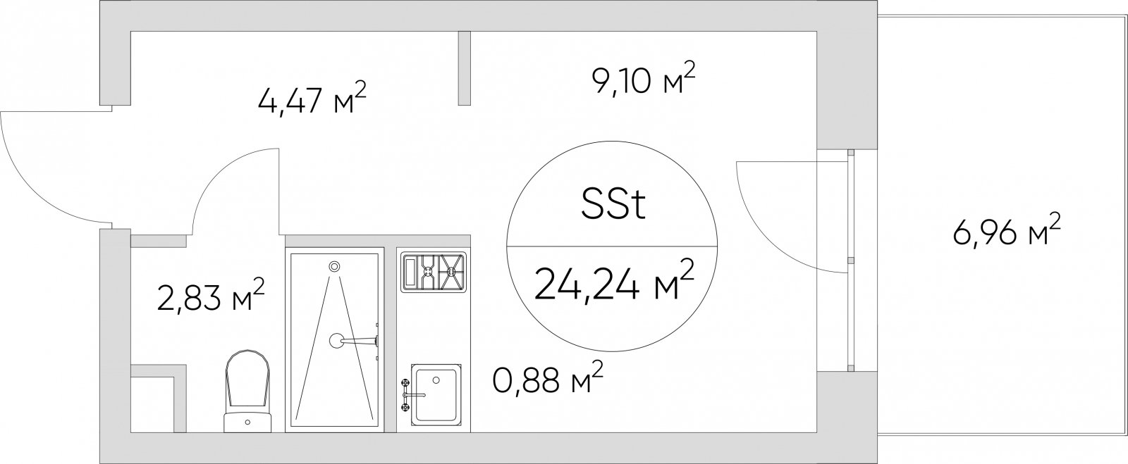 Студия без отделки, 24.24 м2, 1 этаж, дом сдан, ЖК N'ICE LOFT, корпус 1 - объявление 2432207 - фото №1