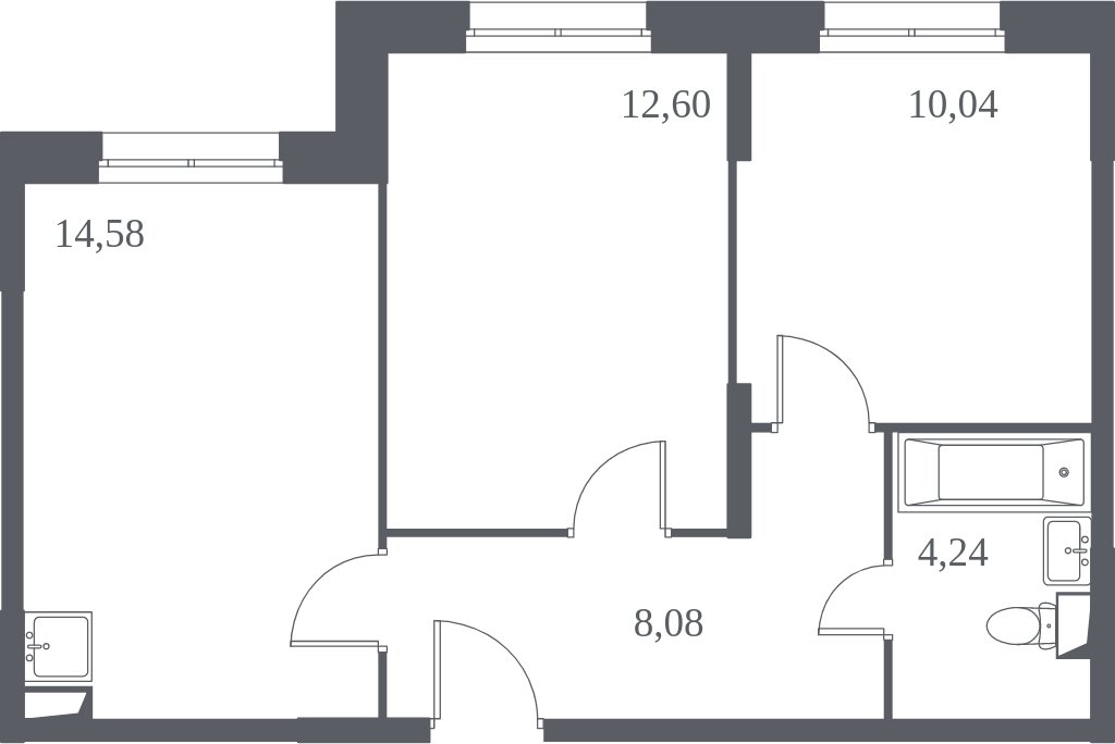 2-комнатная квартира без отделки, 49.5 м2, 1 этаж, дом сдан, ЖК Остафьево, корпус 10 - объявление 1984711 - фото №1