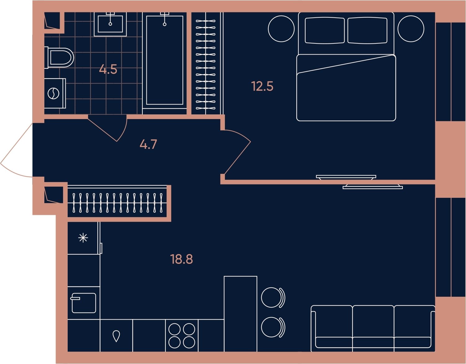 2-комнатная квартира (евро) с частичной отделкой, 40.5 м2, 2 этаж, сдача 3 квартал 2026 г., ЖК ERA, корпус 2 - объявление 2280009 - фото №1
