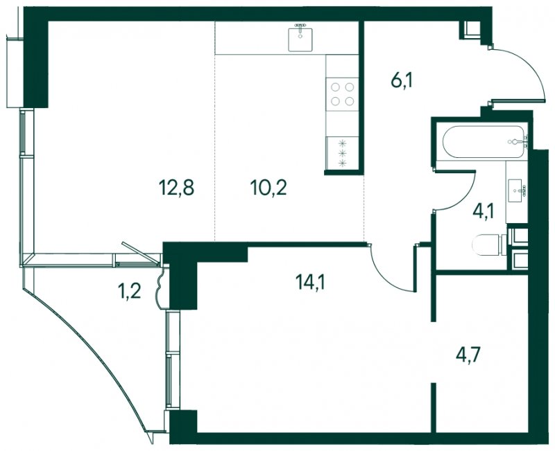 1-комнатная квартира без отделки, 53.2 м2, 2 этаж, сдача 2 квартал 2025 г., ЖК Клубный город на реке Primavera, корпус 2 квартала "Vivaldi" - объявление 1930656 - фото №1