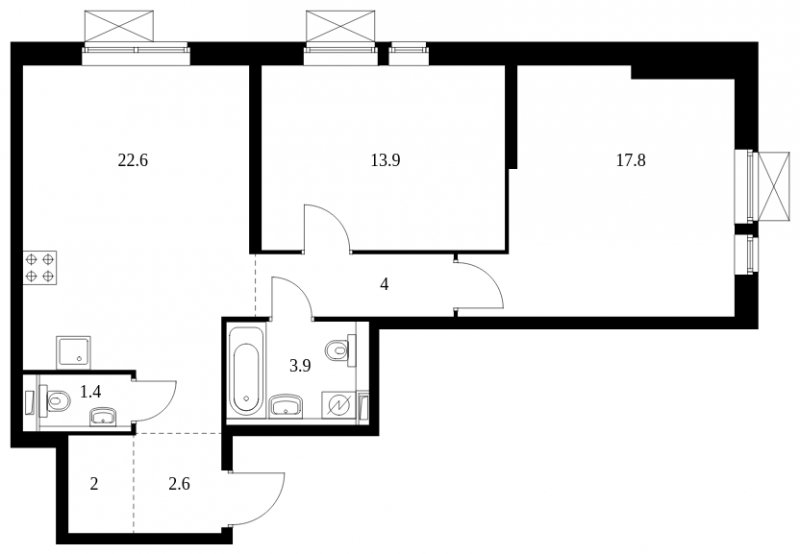 2-комнатная квартира с полной отделкой, 68.2 м2, 33 этаж, сдача 3 квартал 2023 г., ЖК Мичуринский парк, корпус 1.6 - объявление 1793298 - фото №1