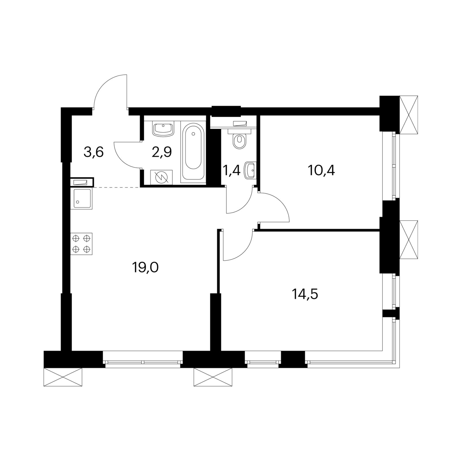 2-комнатные апартаменты с полной отделкой, 52 м2, 2 этаж, сдача 2 квартал 2023 г., ЖК Волоколамское 24, корпус 3 - объявление 2008379 - фото №1