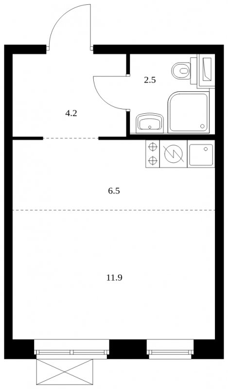 Студия с полной отделкой, 25.1 м2, 14 этаж, сдача 4 квартал 2023 г., ЖК Восточное Бутово, корпус 15 - объявление 1652859 - фото №1