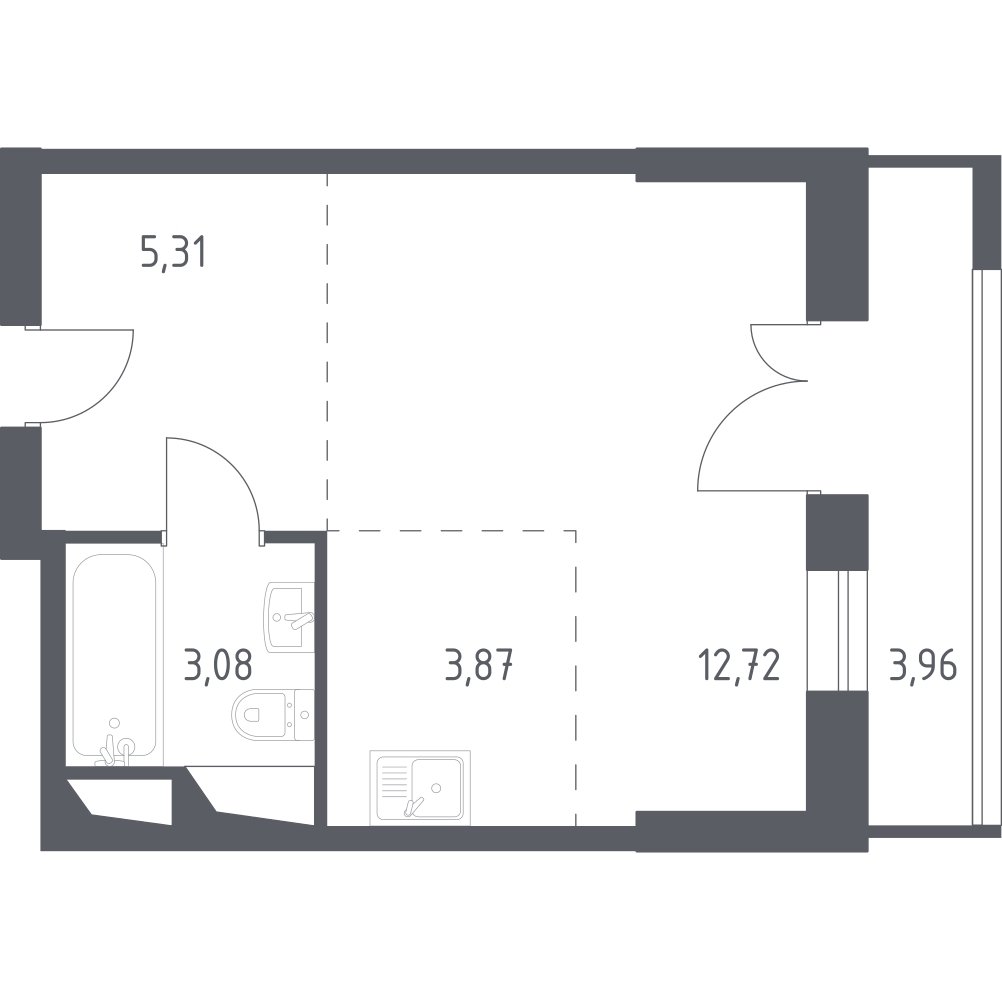 1-комнатные апартаменты с полной отделкой, 28.94 м2, 3 этаж, сдача 3 квартал 2024 г., ЖК Квартал Спутник, корпус 17 - объявление 2256185 - фото №1