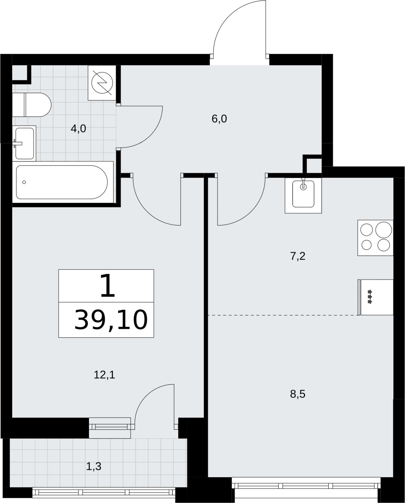 2-комнатная квартира (евро) с полной отделкой, 39.1 м2, 2 этаж, сдача 4 квартал 2026 г., ЖК Родные кварталы, корпус 3.3 - объявление 2378543 - фото №1