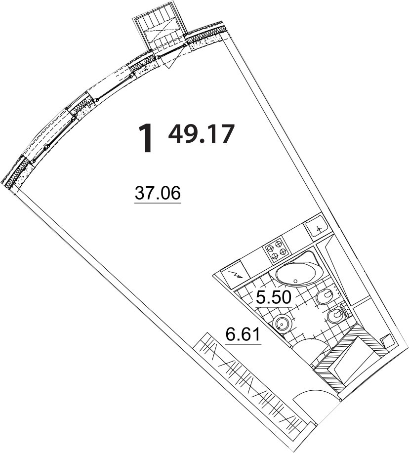 1-комнатные апартаменты 50.8 м2, 11 этаж, дом сдан, ЖК Апарт-комплекс Nakhimov, корпус 1 - объявление 2058813 - фото №1