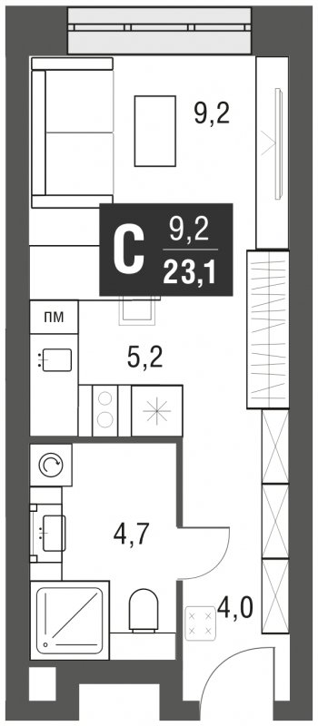 Студия с полной отделкой, 23.1 м2, 2 этаж, сдача 2 квартал 2024 г., ЖК AFI Tower, корпус 1 - объявление 1930769 - фото №1