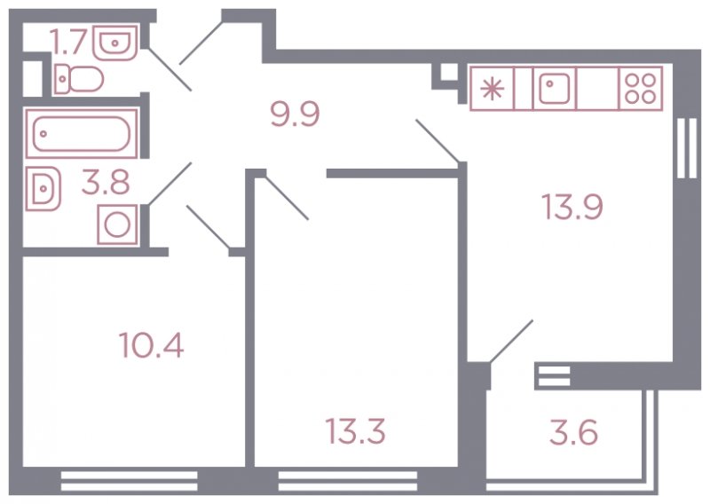 2-комнатная квартира без отделки, 56 м2, 2 этаж, дом сдан, ЖК Миниполис Серебрица, корпус 1 - объявление 1585861 - фото №1