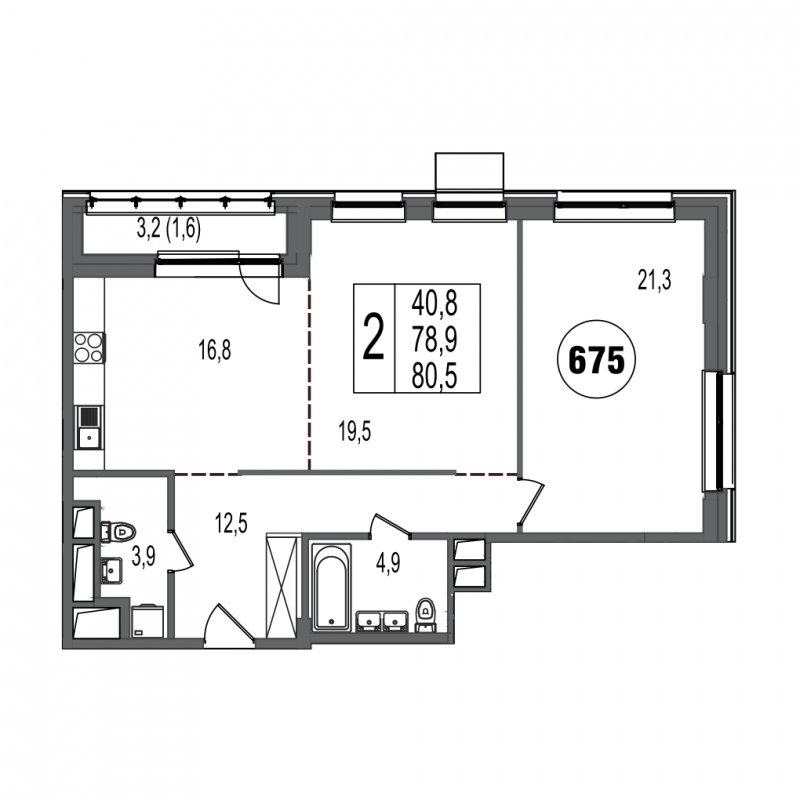 2-комнатная квартира 81 м2, 11 этаж, дом сдан, ЖК Резиденции архитекторов, корпус 2 - объявление 1502494 - фото №1