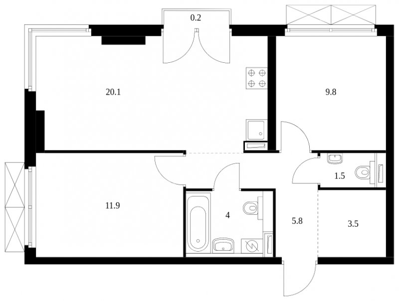 2-комнатная квартира с полной отделкой, 56.8 м2, 17 этаж, сдача 3 квартал 2023 г., ЖК Западный порт, корпус 2.2.2 - объявление 1526034 - фото №1