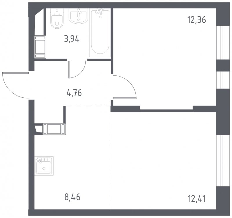 2-комнатная квартира с полной отделкой, 41.93 м2, 17 этаж, сдача 3 квартал 2023 г., ЖК Люберцы, корпус 66 - объявление 1624572 - фото №1