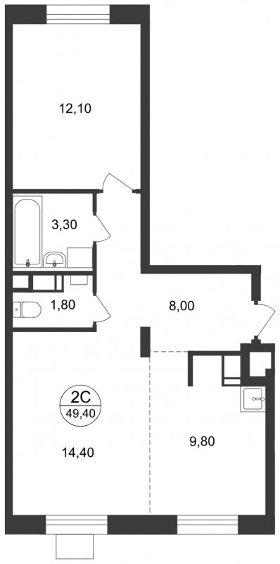 2-комнатные апартаменты с полной отделкой, 49.4 м2, 11 этаж, сдача 1 квартал 2023 г., ЖК Люберцы, корпус 65 - объявление 1507797 - фото №1