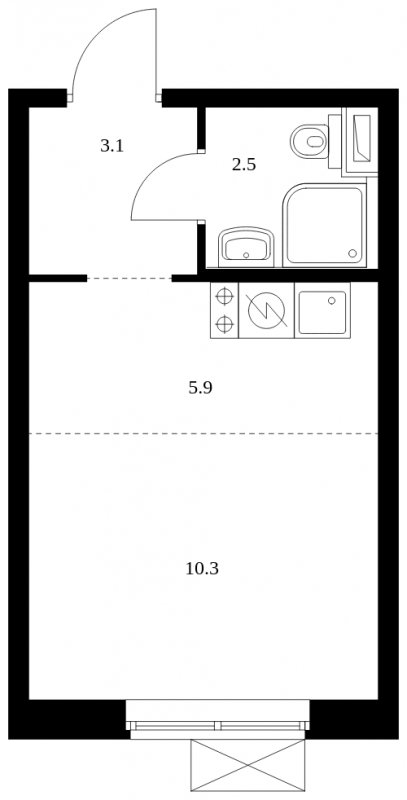 Студия с полной отделкой, 21.8 м2, 25 этаж, сдача 4 квартал 2023 г., ЖК Одинцово-1, корпус 1.21 - объявление 1698817 - фото №1