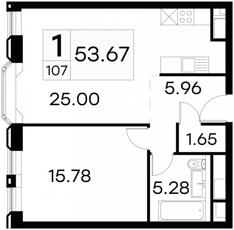 1-комнатные апартаменты с частичной отделкой, 53.67 м2, 10 этаж, сдача 3 квартал 2024 г., ЖК GloraX Aura Белорусская, корпус 1 - объявление 1708627 - фото №1