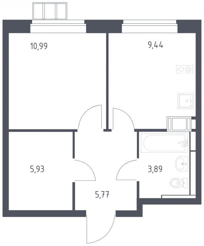 1-комнатная квартира с полной отделкой, 36.02 м2, 13 этаж, сдача 1 квартал 2025 г., ЖК Алхимово, корпус 9 - объявление 1906419 - фото №1