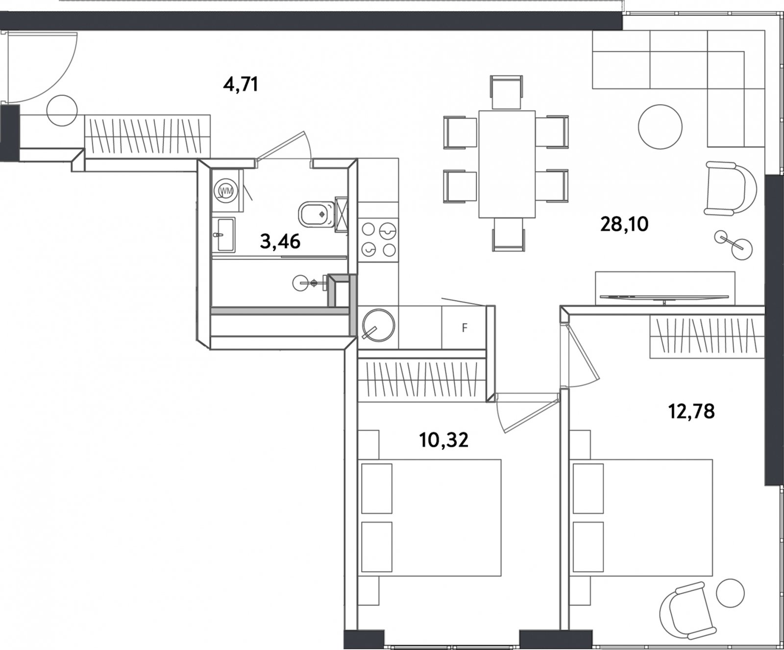 3-комнатные апартаменты с полной отделкой, 60.56 м2, 3 этаж, сдача 4 квартал 2024 г., ЖК Измайловский парк, корпус 1 - объявление 2335445 - фото №1
