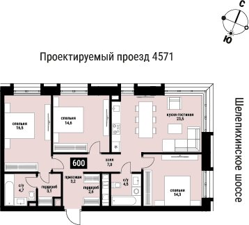 3-комнатная квартира без отделки, 94 м2, 29 этаж, сдача 2 квартал 2026 г., ЖК Шелепиха, корпус 1 - объявление 2418645 - фото №1