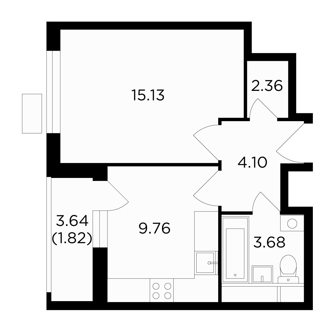 1-комнатная квартира без отделки, 36.85 м2, 8 этаж, дом сдан, ЖК VESNA, корпус 3 - объявление 2007528 - фото №1