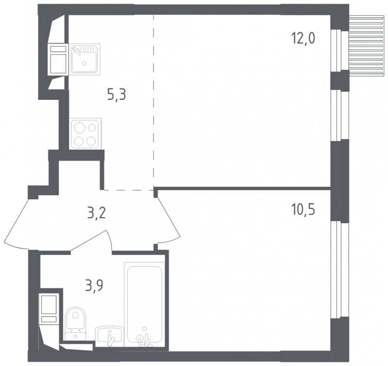 2-комнатная квартира с полной отделкой, 34.9 м2, 17 этаж, сдача 2 квартал 2024 г., ЖК Мытищи Парк, корпус 3 - объявление 1822522 - фото №1