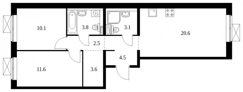 2-комнатная квартира с полной отделкой, 59.8 м2, 16 этаж, сдача 4 квартал 2023 г., ЖК Восточное Бутово, корпус 15 - объявление 1680576 - фото №1