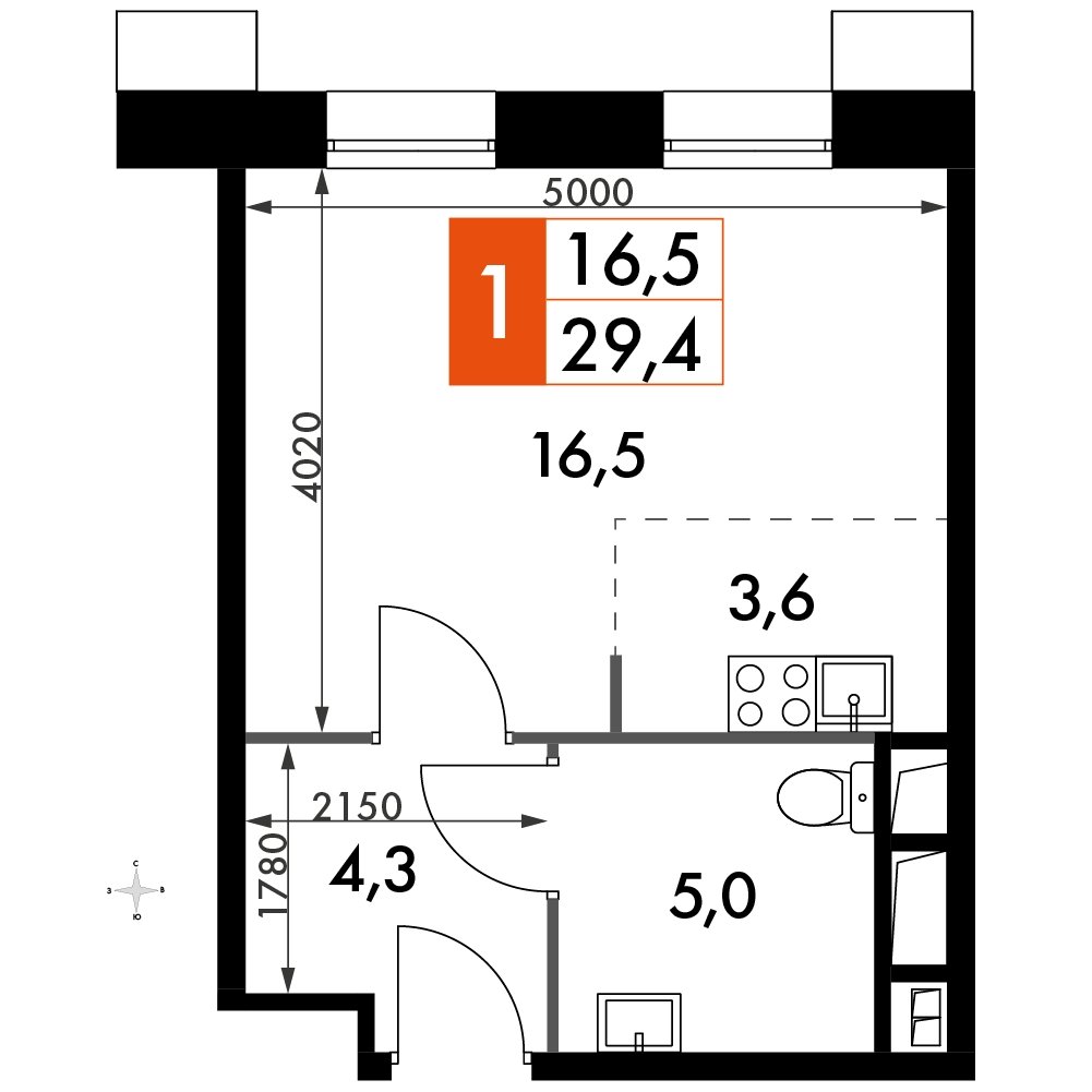 1-комнатные апартаменты с частичной отделкой, 29.4 м2, 2 этаж, дом сдан, ЖК Движение.Тушино, корпус 1,2 - объявление 2260133 - фото №1