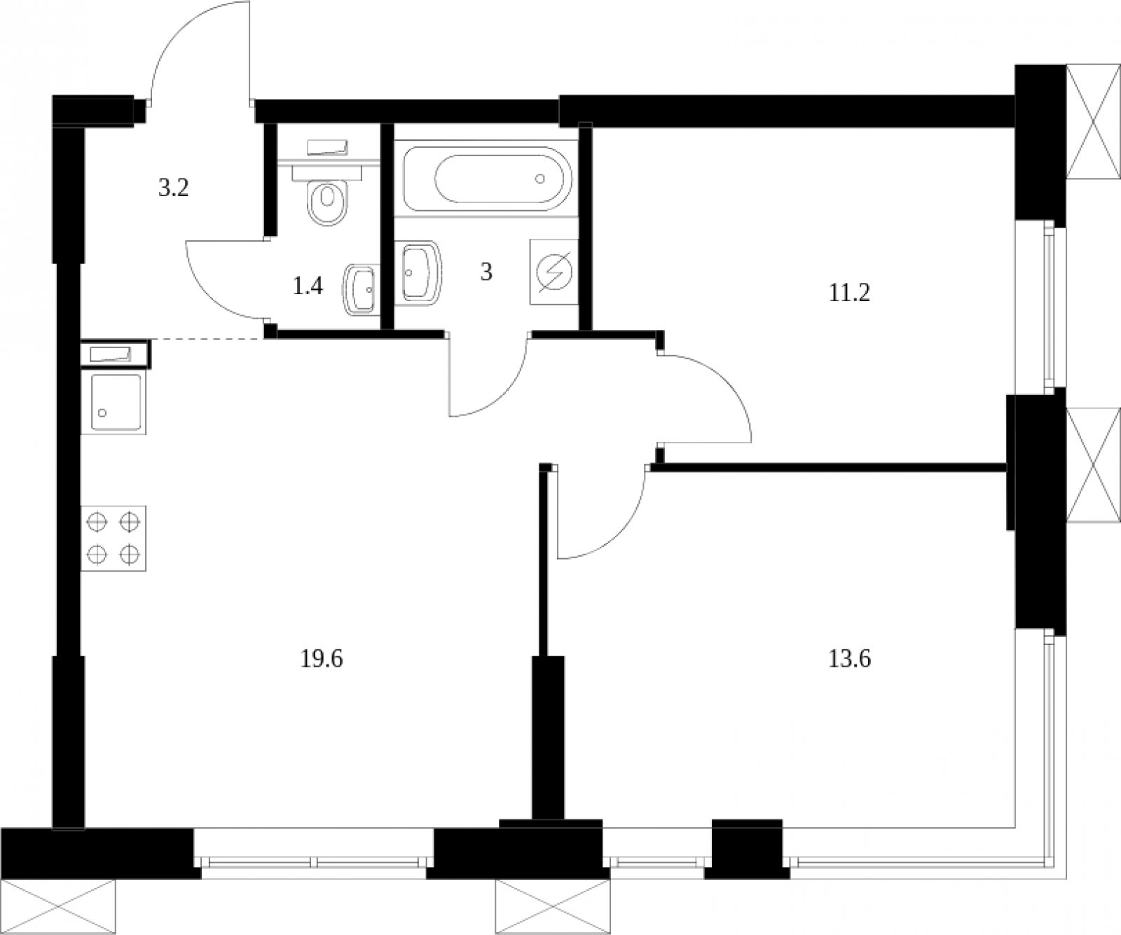 2-комнатные апартаменты с полной отделкой, 52 м2, 3 этаж, сдача 2 квартал 2023 г., ЖК Волоколамское 24, корпус 3 - объявление 2012250 - фото №1