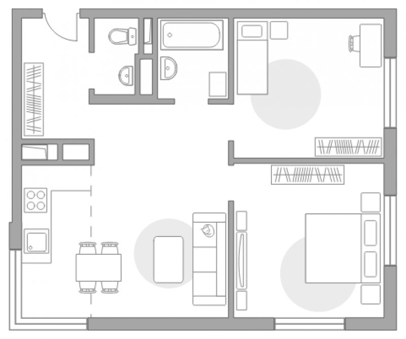 3-комнатная квартира с полной отделкой, 58.2 м2, 11 этаж, сдача 2 квартал 2023 г., ЖК Инновация, корпус 5 - объявление 1773206 - фото №1