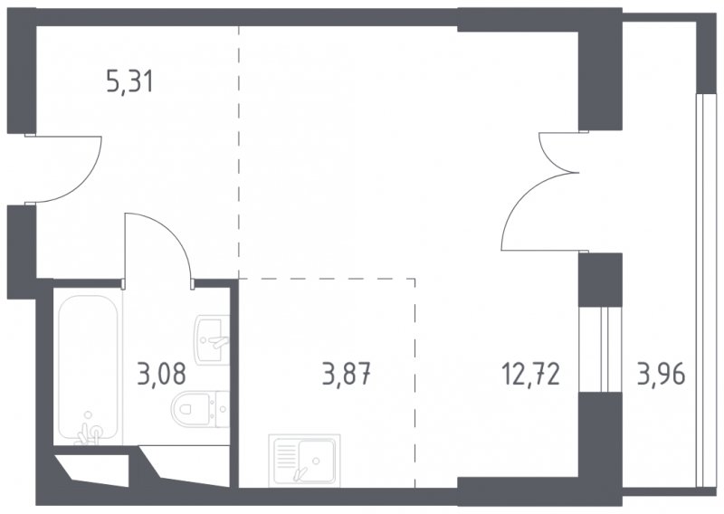 1-комнатные апартаменты с полной отделкой, 28.94 м2, 6 этаж, сдача 3 квартал 2024 г., ЖК Квартал Спутник, корпус 17 - объявление 1871143 - фото №1