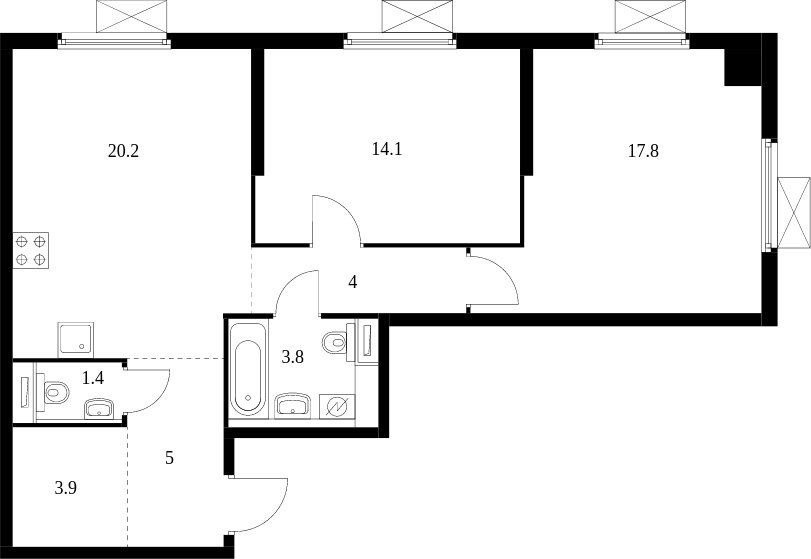 2-комнатная квартира с полной отделкой, 70.2 м2, 21 этаж, сдача 2 квартал 2024 г., ЖК Академика Павлова, корпус 56 - объявление 1981978 - фото №1