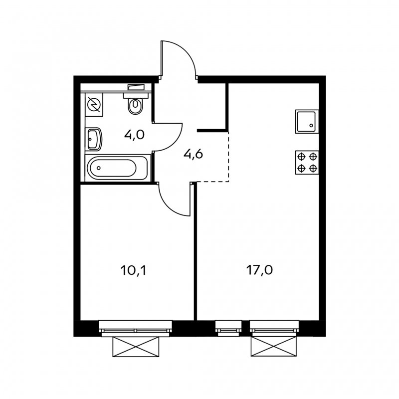 1-комнатная квартира с полной отделкой, 35.3 м2, 4 этаж, дом сдан, ЖК Мякинино парк, корпус 1.1 - объявление 1750233 - фото №1