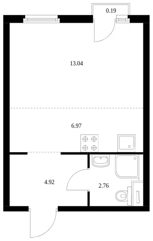 Студия с полной отделкой, 27.88 м2, 17 этаж, сдача 2 квартал 2024 г., ЖК Матвеевский Парк, корпус 1.4 - объявление 1793368 - фото №1