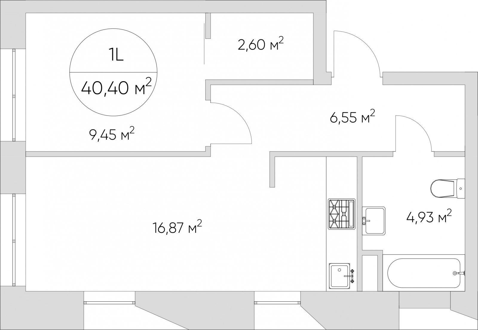 1-комнатные апартаменты без отделки, 40.4 м2, 18 этаж, дом сдан, ЖК N'ICE LOFT, корпус 1 - объявление 2295251 - фото №1