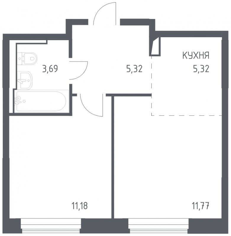 2-комнатная квартира с полной отделкой, 37.28 м2, 2 этаж, сдача 4 квартал 2023 г., ЖК Остафьево, корпус 11.2 - объявление 1744603 - фото №1