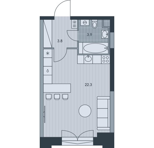 1-комнатная квартира без отделки, 30 м2, 4 этаж, сдача 3 квартал 2025 г., ЖК EVER, корпус 6 - объявление 2377051 - фото №1