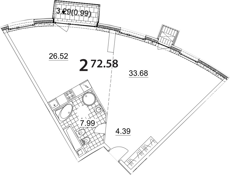 2-комнатные апартаменты 77.5 м2, 5 этаж, дом сдан, ЖК Апарт-комплекс Nakhimov, корпус 1 - объявление 2275474 - фото №1
