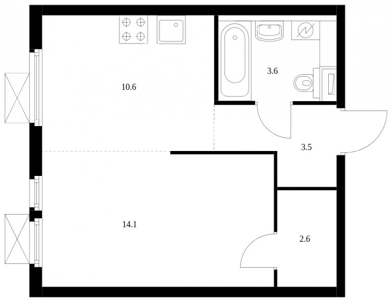 1-комнатная квартира с полной отделкой, 34.4 м2, 17 этаж, сдача 2 квартал 2024 г., ЖК Митинский лес, корпус 1.3 - объявление 1610518 - фото №1