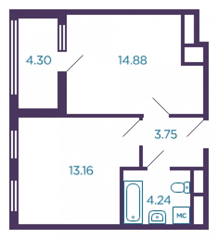 1-комнатная квартира без отделки, 38.18 м2, 5 этаж, сдача 4 квартал 2022 г., ЖК Миниполис Дивное, корпус 3 - объявление 1713076 - фото №1