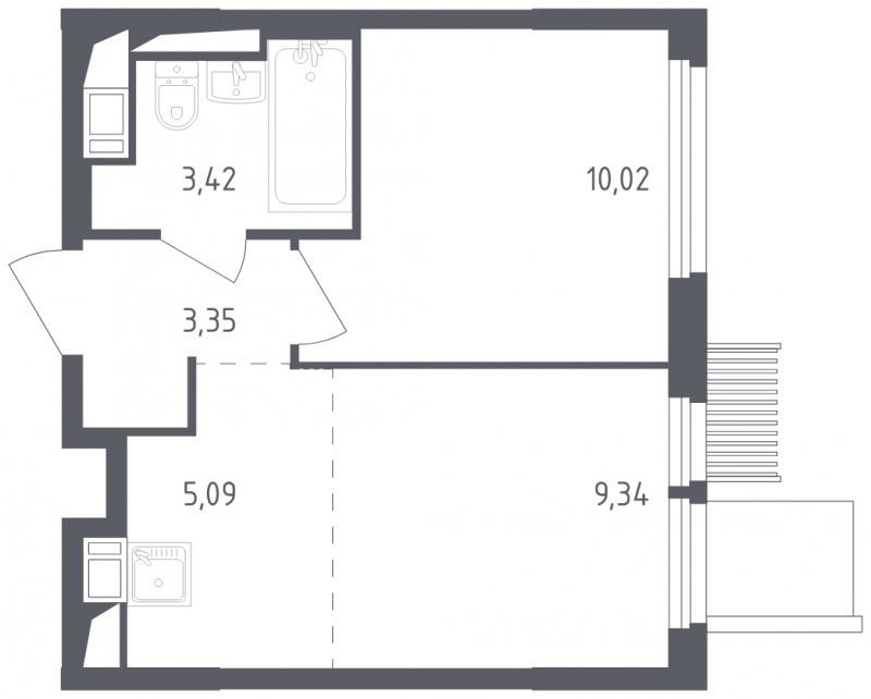 2-комнатная квартира с полной отделкой, 31.22 м2, 17 этаж, сдача 2 квартал 2023 г., ЖК Мытищи Парк, корпус 1 - объявление 1442527 - фото №1
