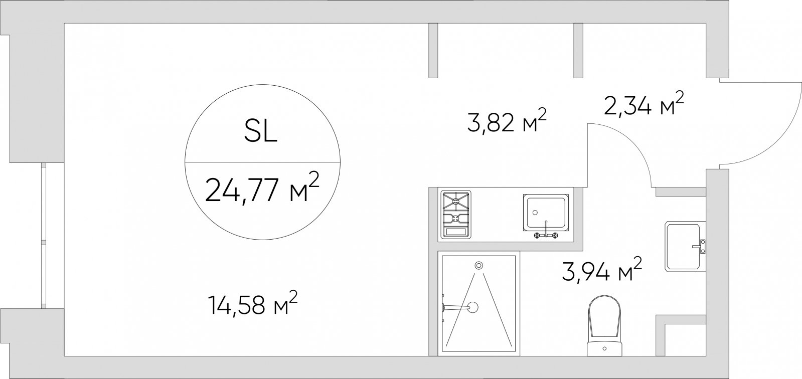 Студия без отделки, 24.77 м2, 15 этаж, дом сдан, ЖК N'ICE LOFT, корпус 1 - объявление 2411985 - фото №1